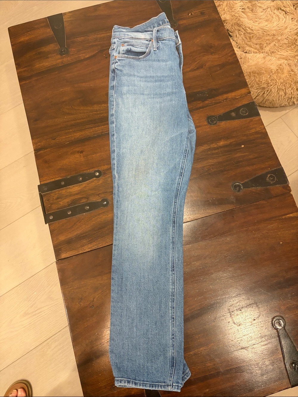 MOTHER Straight Leg Jeans in Light Blue Denim